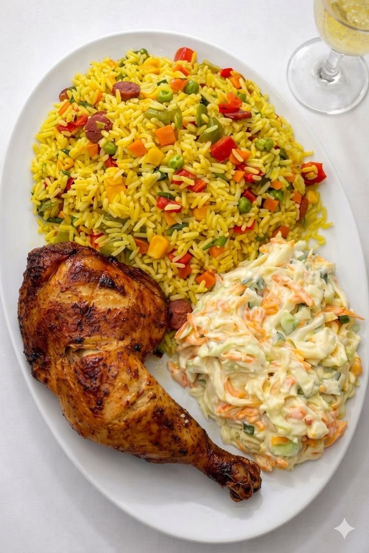 Plain Rice and Chicken Salad with Milkshake